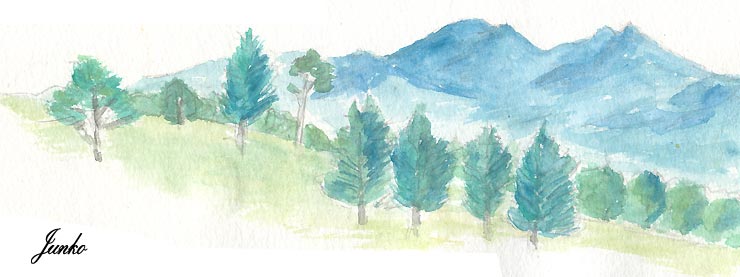 菅平牧場芝牧区から根子岳・四阿山の眺望